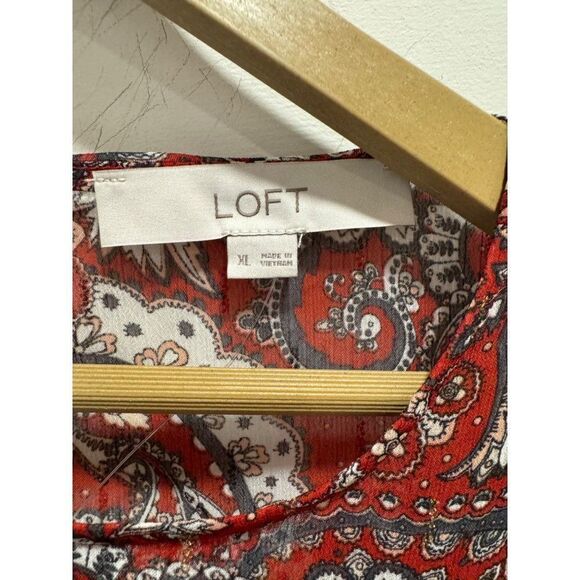 Loft Shimmer Paisley Flounce Dress NWOT XL - Picture 3 of 9